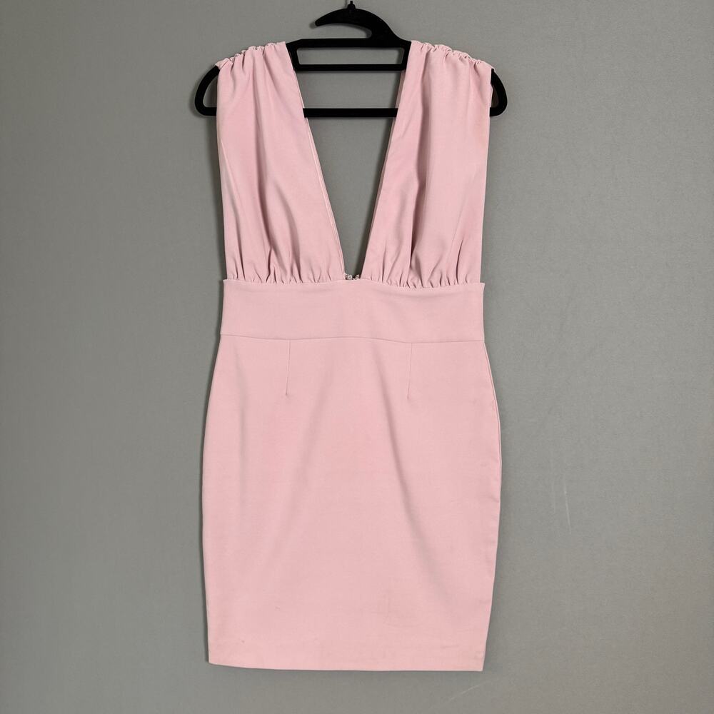 Miss Circle sz M pink plunge fitted mini party dress‎